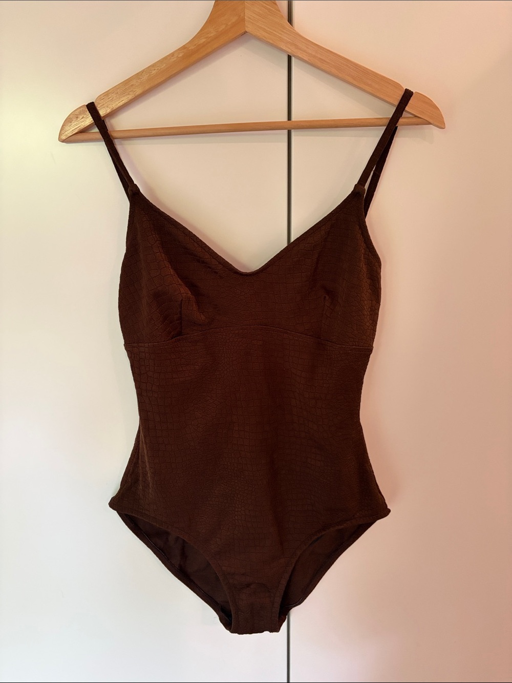 Jones New York Chocolate Brown Textured Bandeau Bodysuit